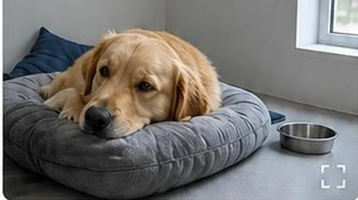 Biscuit resting on a cushion